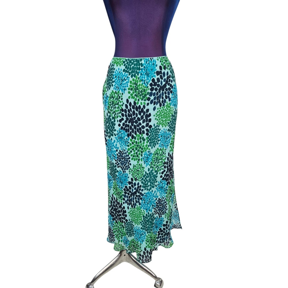 Vintage 90s Express Floral 100% Silk 2 Piece Skirt Set Maxi Fairy XS F52 - Picture 3 of 12